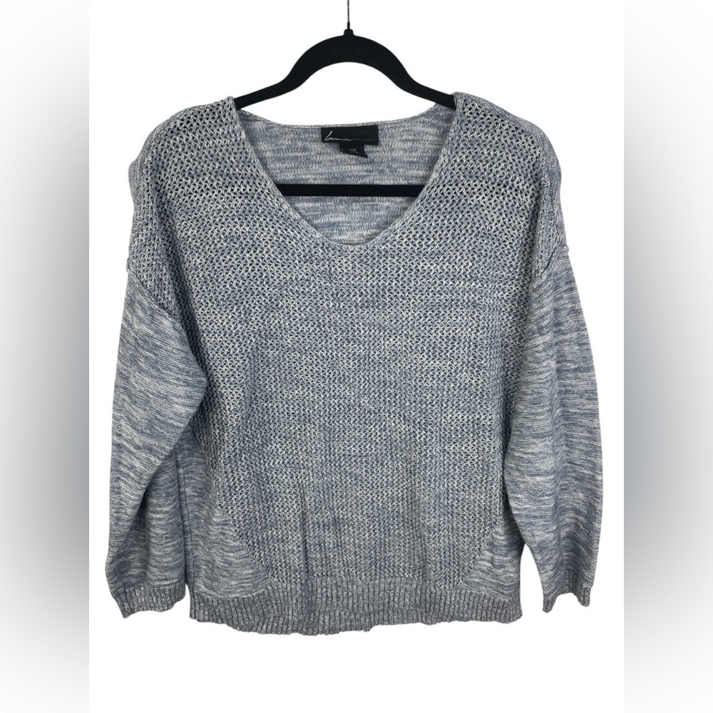 Lane Bryant Blue Marled Open Knit Front Drop Shoulder Scoop Neck Sweater 14/16 W